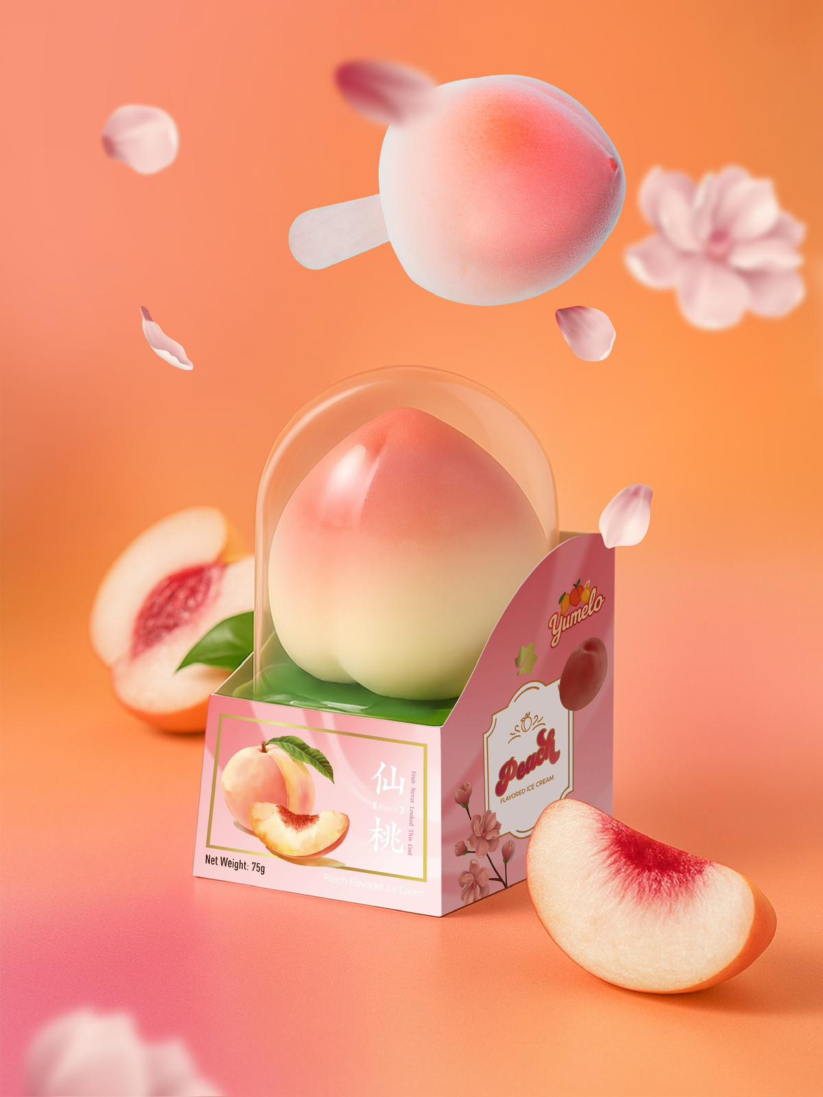 Yumel Peach Ice Cream- 12pk