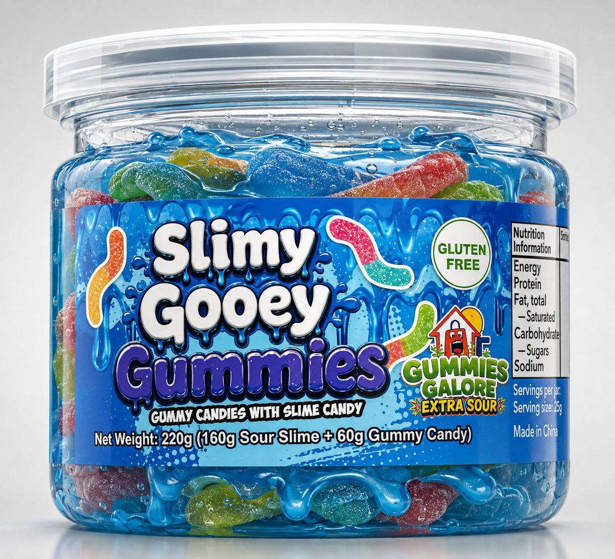 Slimy Goey Gummies Blueberry 220g -24pk