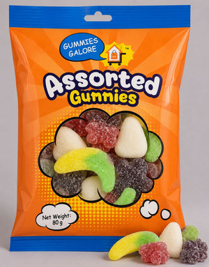 Gummies Galore Assorted sour mix Gummies 80g- 24 bag