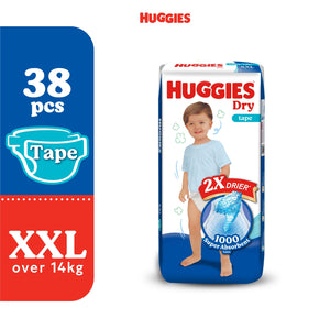 Huggies Dry Nappies Tape Size xxl 38pk over 14kg -3 Pack price