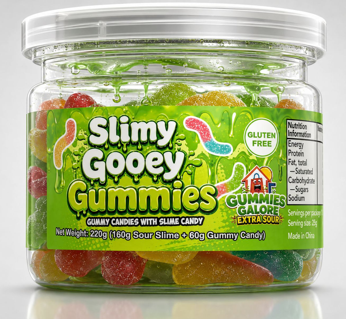 Slimy Goey Gummies Apple 220g -24pk