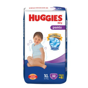 Huggies Dry Nappies Pant Size XL 12-17 kg 32pk- 3 pack price