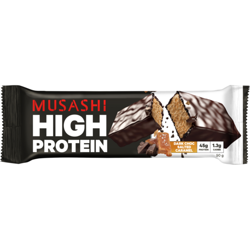 Musashi HP45 Bar- Dark Choc Salted Caramel 90gm- 12pk