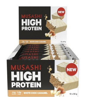 Musashi HP45 Bar- White Choc Caramel 90gm- 12pk