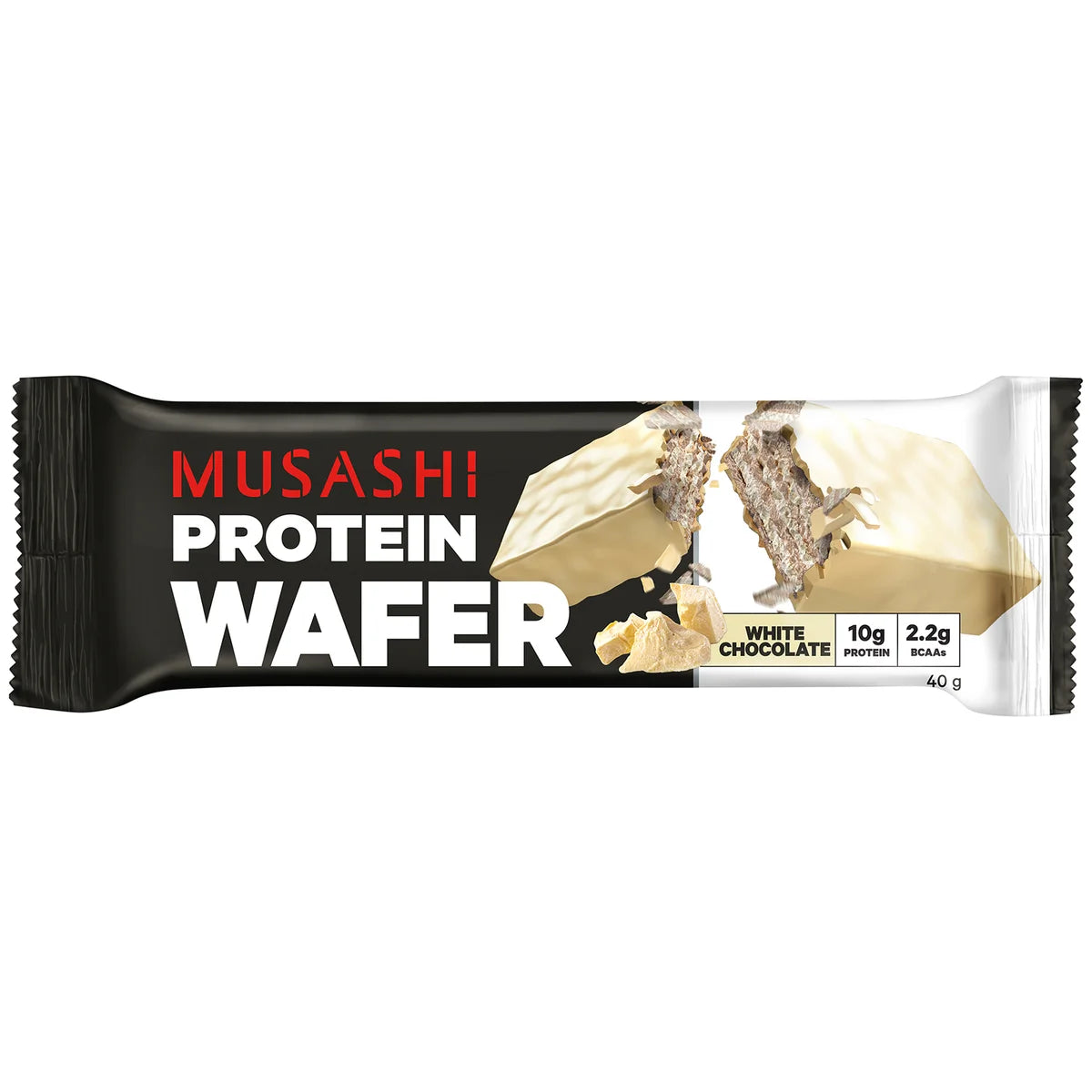 Musashi Protein Wafer Bar -White Choc 40gm- 12pk